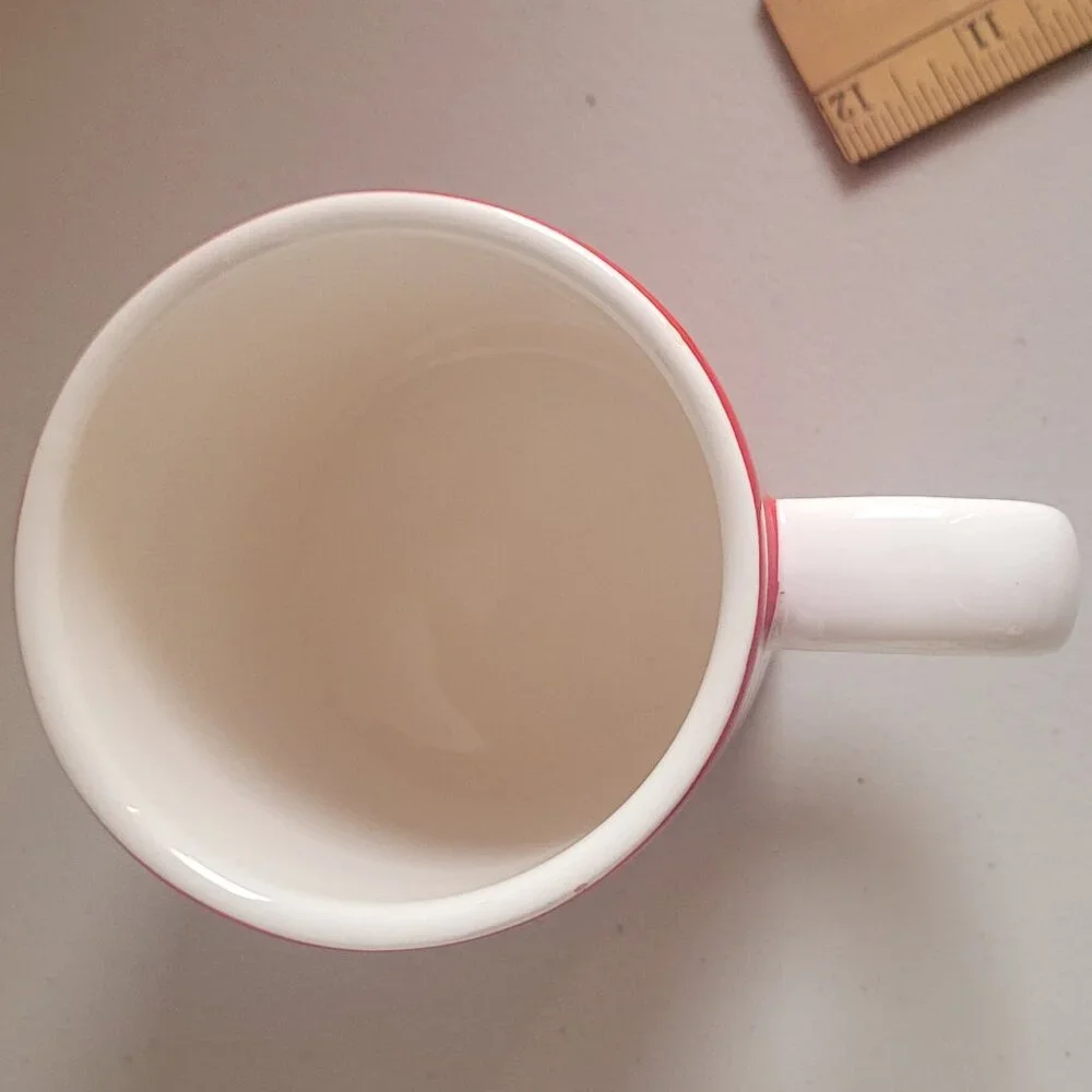 Mug SUR LA TABLE 13 oz Red & White Holiday Winter Trees Festive Sturdy